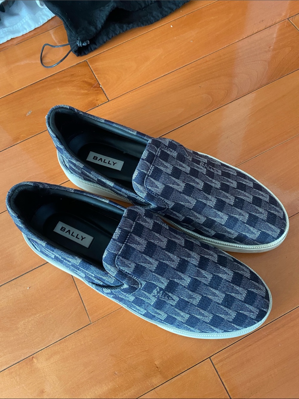 Bally Navy Patterned Slip-On Loafers